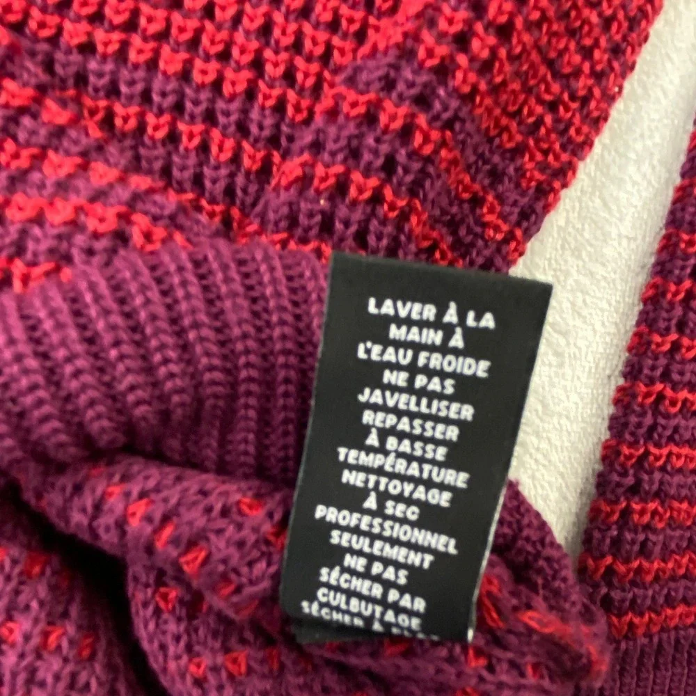 Saks Fifth Avenue Mens XXL Red Burgundy Ombre Waffle Knit Cotton Sweater Italy